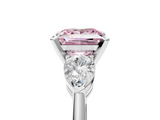 White gold Three-Stone Fancy Pink Princess  Diamond Ring with Pear Side Stones in Four-Prong Setting_5