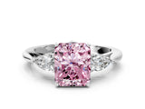White gold Three-Stone Fancy Pink Radiant Cut Brilliant Diamond Solitaire Ring with Tapered Band and Four-Prong Setting_55