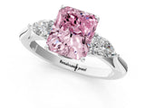White gold Three-Stone Fancy Pink Radiant Cut Brilliant Diamond Solitaire Ring with Tapered Band and Four-Prong Setting_57
