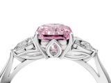 White gold Three-Stone Fancy Pink Radiant Cut Brilliant Diamond Solitaire Ring with Tapered Band and Four-Prong Setting_59