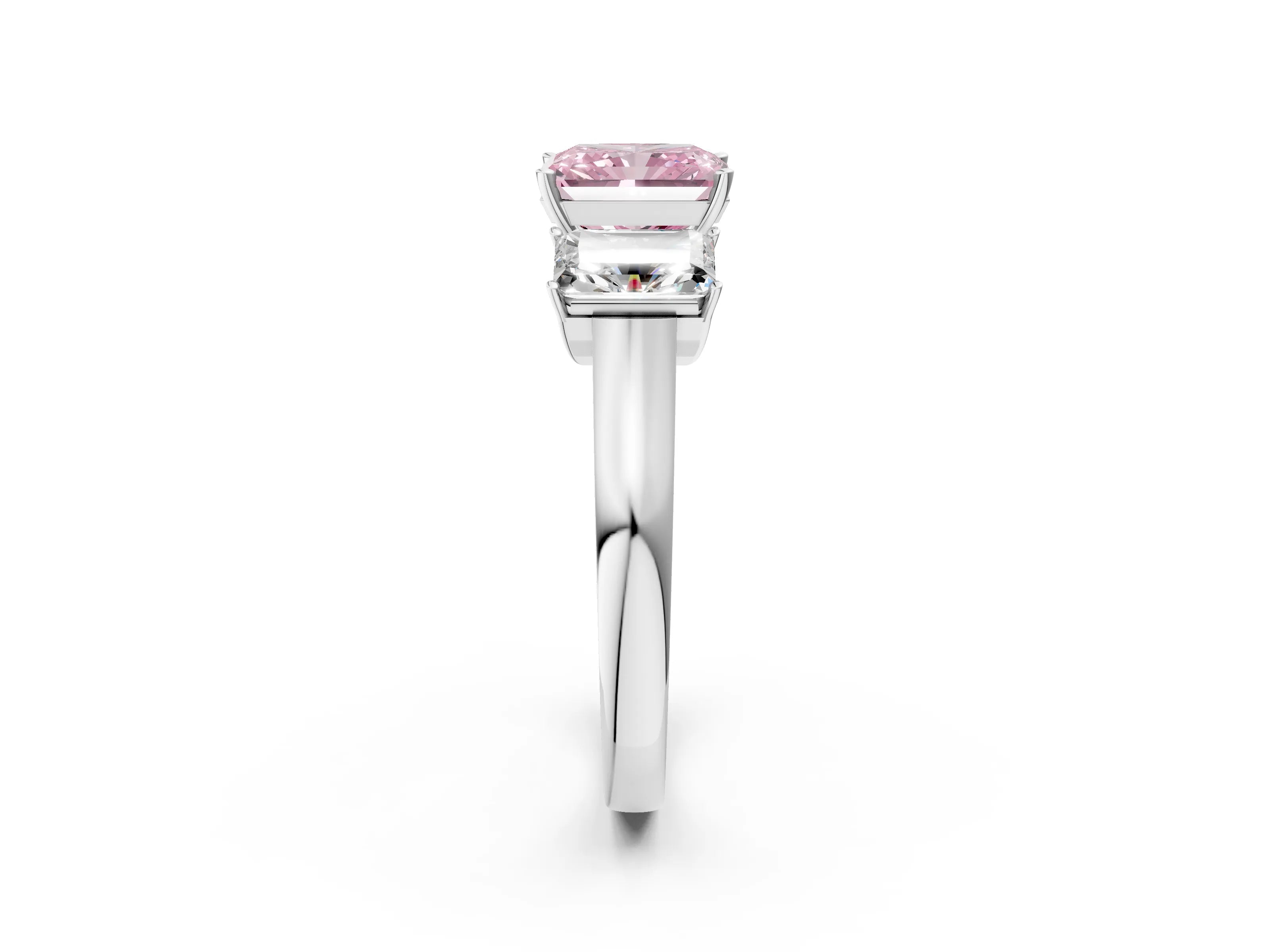 White gold Three-Stone Fancy Pink Radiant Cut Brilliant Diamond Trellis Ring with Comfort Fit Band_14