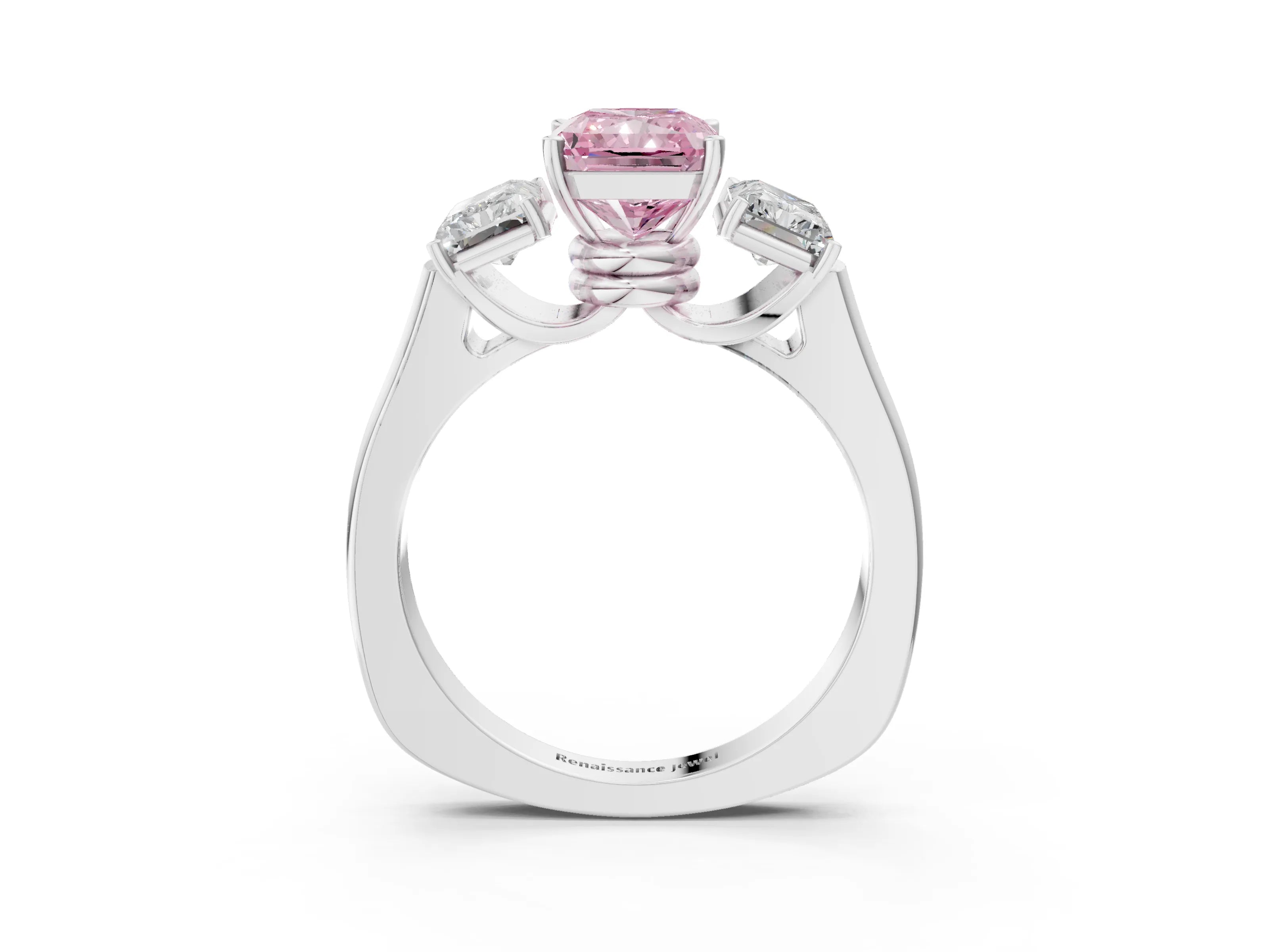 White gold Three-Stone Fancy Pink Radiant Cut Brilliant Diamond Trellis Ring with Comfort Fit Band_15