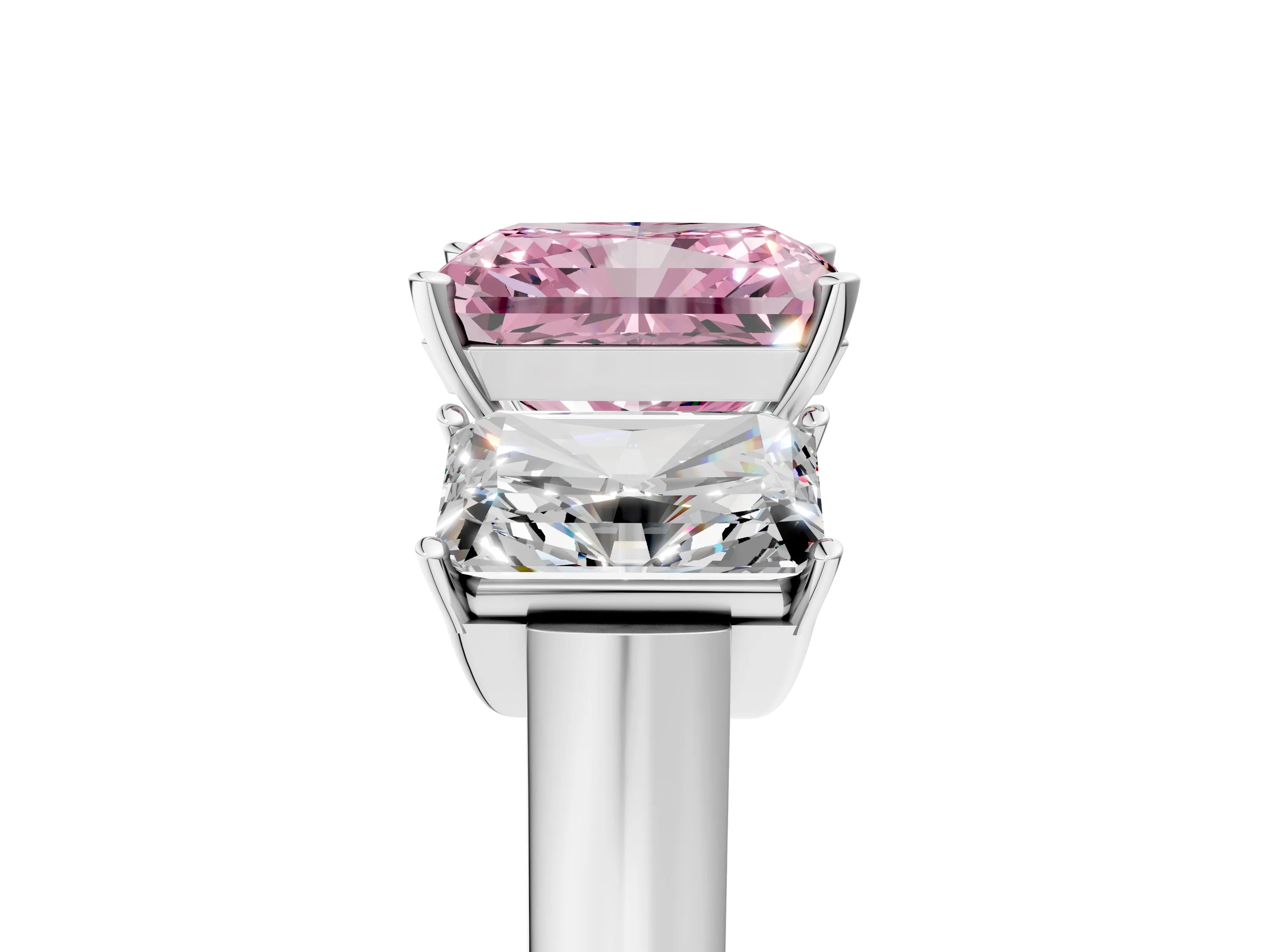 White gold Three-Stone Fancy Pink Radiant Cut Brilliant Diamond Trellis Ring with Comfort Fit Band_17