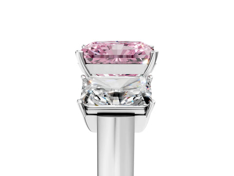 White gold Three-Stone Fancy Pink Radiant Cut Brilliant Diamond Trellis Ring with Comfort Fit Band_17