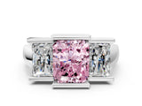 White gold Three Stone Fancy Pink Radiant Cut Cut Channel Set Diamond Ring_12