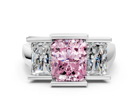 White gold Three Stone Fancy Pink Radiant Cut Cut Channel Set Diamond Ring_36