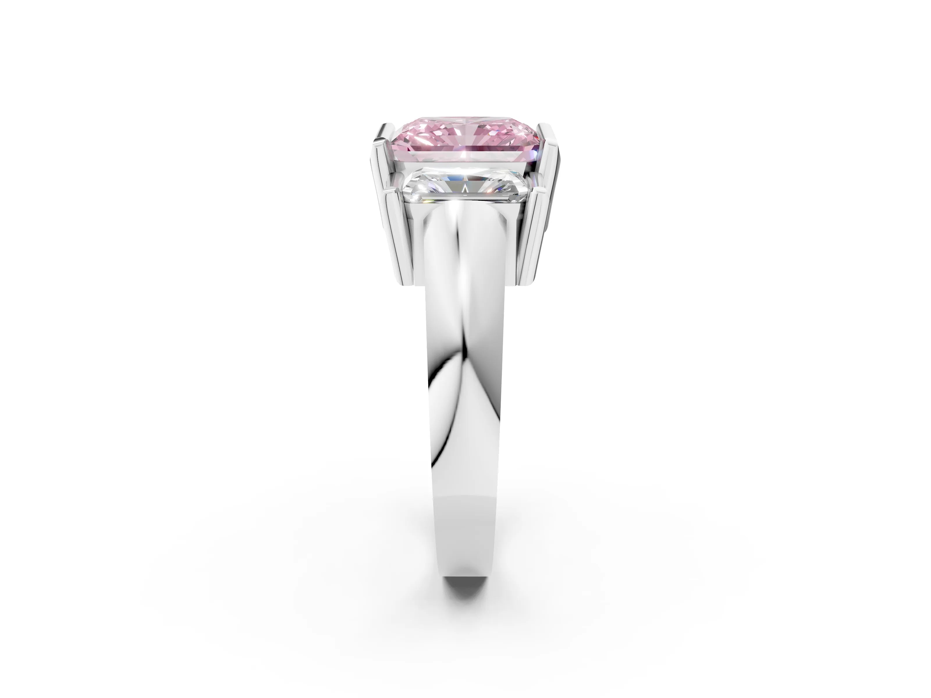 White gold Three Stone Fancy Pink Radiant Cut Cut Channel Set Diamond Ring_38