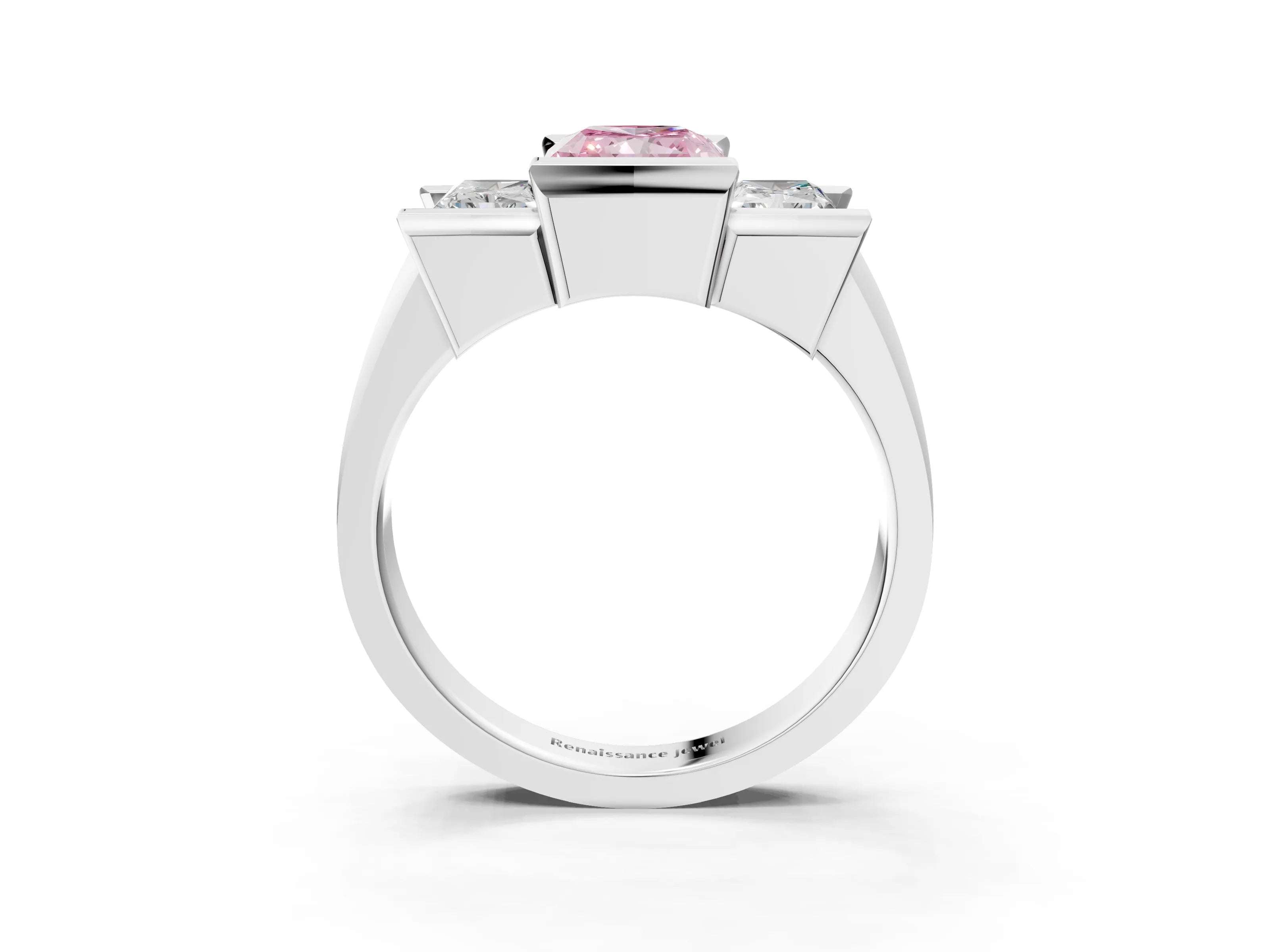 White gold Three Stone Fancy Pink Radiant Cut Cut Channel Set Diamond Ring_39