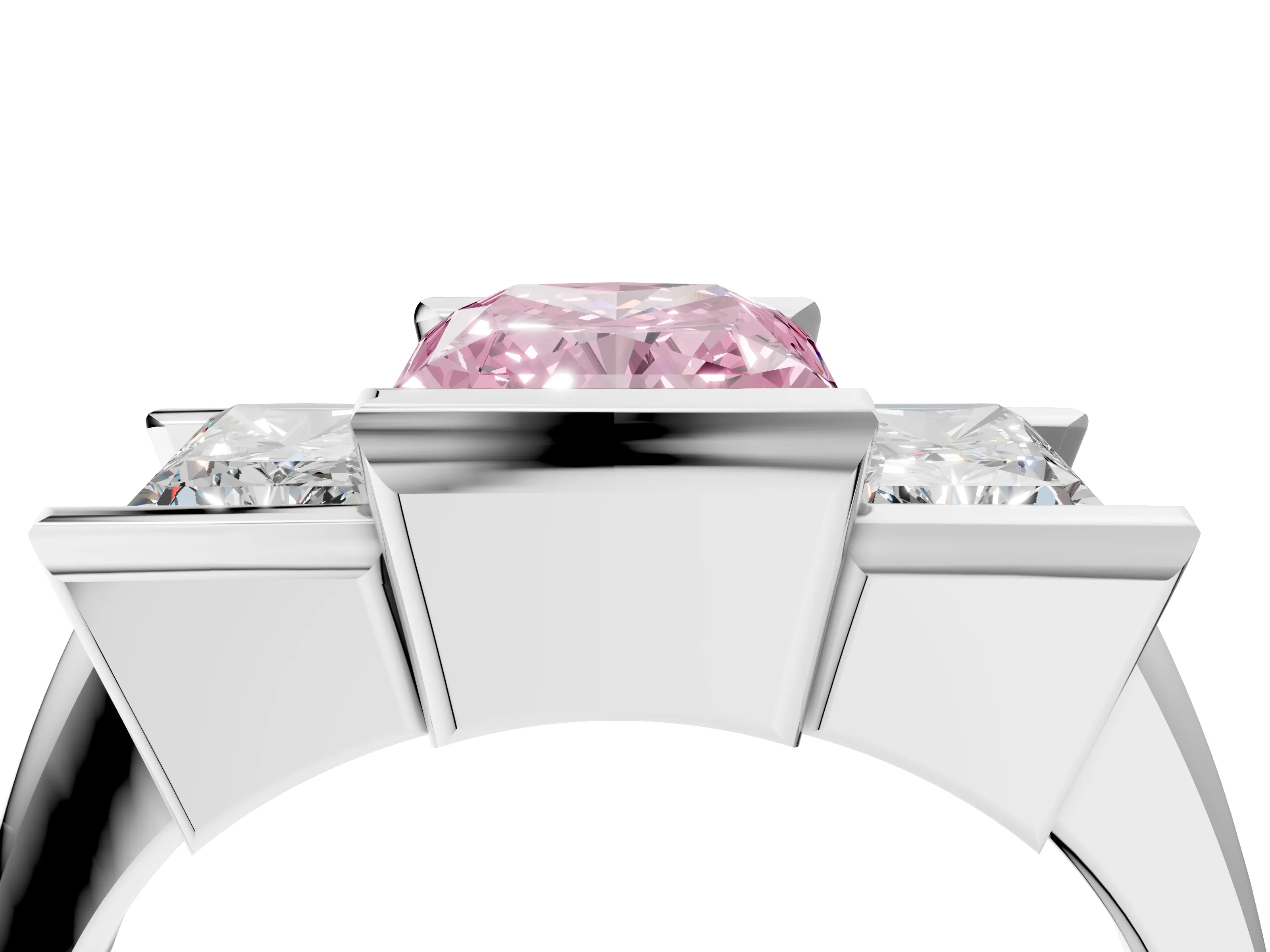 White gold Three Stone Fancy Pink Radiant Cut Cut Channel Set Diamond Ring_40