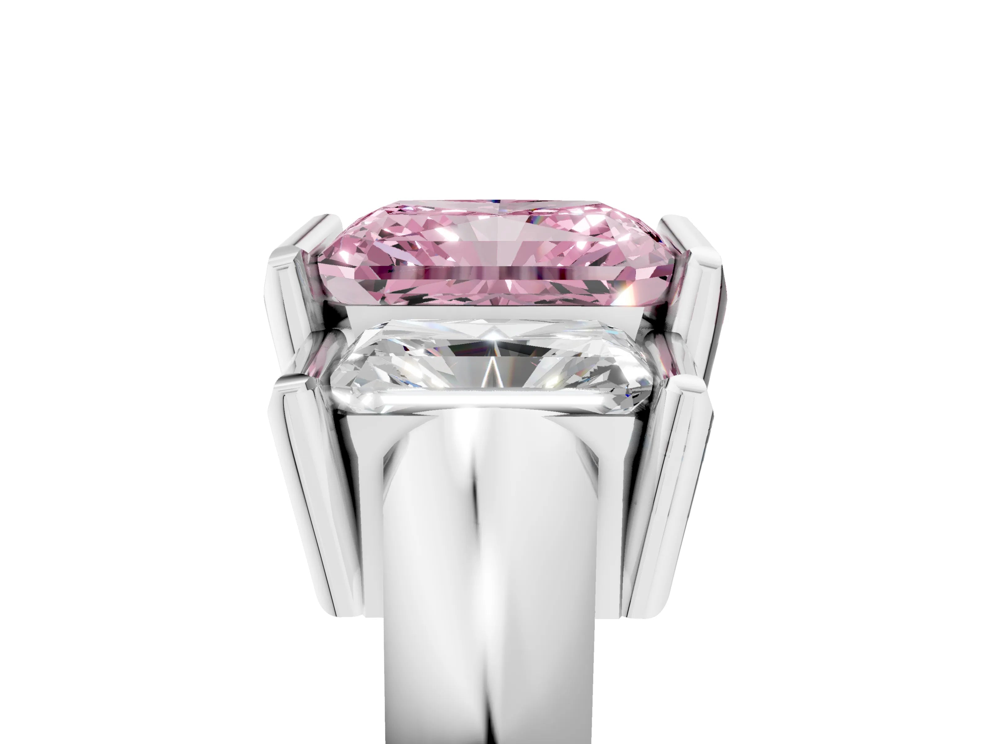 White gold Three Stone Fancy Pink Radiant Cut Cut Channel Set Diamond Ring_41
