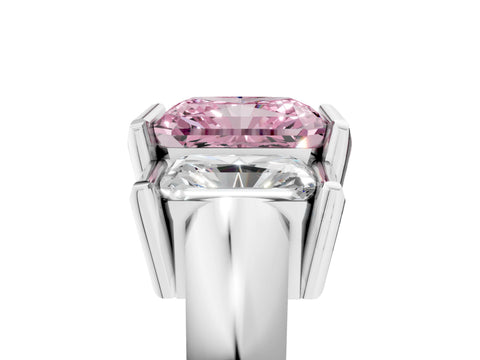 White gold Three Stone Fancy Pink Radiant Cut Cut Channel Set Diamond Ring_41