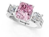 White gold Three-Stone Fancy Pink Radiant Cut Cut Classic Band Prong Setting Ring_1