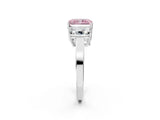 White gold Three-Stone Fancy Pink Radiant Cut Cut Diamond Engagement Ring with Flat Band and Four-Prong Setting_14