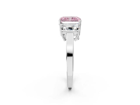 White gold Three-Stone Fancy Pink Radiant Cut Cut Diamond Engagement Ring with Flat Band and Four-Prong Setting_14