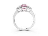 White gold Three-Stone Fancy Pink Radiant Cut Cut Diamond Engagement Ring with Flat Band and Four-Prong Setting_15
