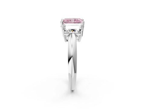 White gold Three-Stone Fancy Pink Radiant Cut Cut Diamond Engagement Ring with Prong Setting on a White Gold Band_14