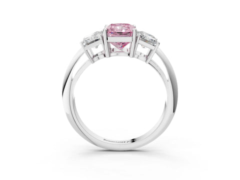 White gold Three-Stone Fancy Pink Radiant Cut Cut Diamond Engagement Ring with Prong Setting on a White Gold Band_15