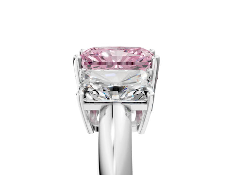 White gold Three-Stone Fancy Pink Radiant Cut Cut Diamond Engagement Ring with Prong Setting on a White Gold Band_17