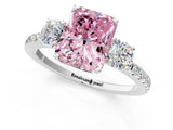 White gold Three-Stone Fancy Pink Radiant Cut Cut Diamond Pavé Band with Prong Setting_28