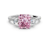White gold Three-Stone Fancy Pink Radiant Cut Cut Diamond Pavé Band with Prong Setting_38