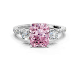 White gold Three-Stone Fancy Pink Radiant Cut Cut Diamond Pavé Band with Prong Setting_51