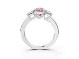 White gold Three-Stone Fancy Pink Radiant Cut Cut Diamond Ring with Channel Set Band and Four-Prong Setting_135