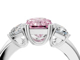 White gold Three-Stone Fancy Pink Radiant Cut Cut Diamond Ring with Channel Set Band and Four-Prong Setting_136