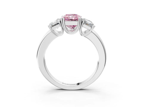 White gold Three-Stone Fancy Pink Radiant Cut Cut Diamond Ring with Channel Set Band and Four-Prong Setting_3