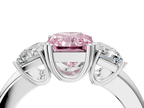 White gold Three-Stone Fancy Pink Radiant Cut Cut Diamond Ring with Channel Set Band and Four-Prong Setting_4