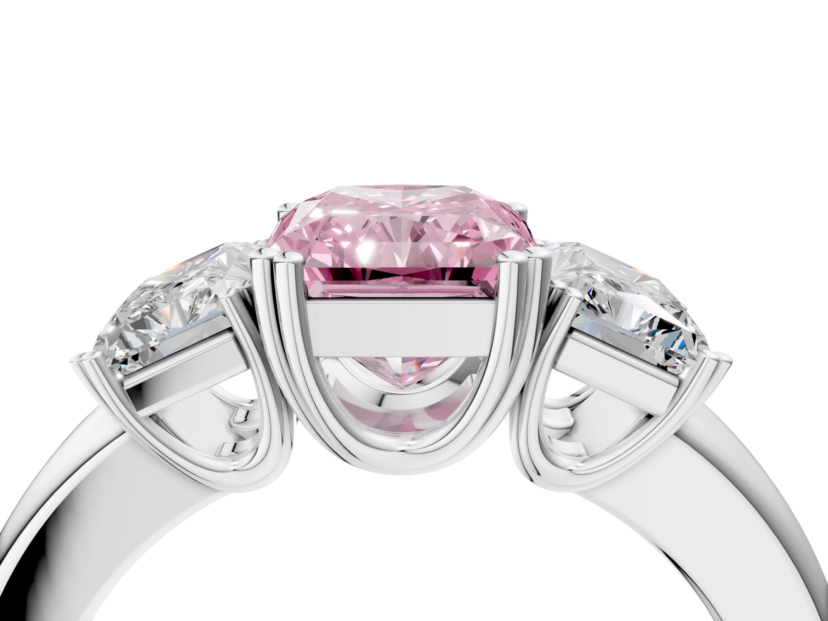 White gold Three-Stone Fancy Pink Radiant Cut Cut Diamond Ring with Channel Set Band and Four-Prong Setting_4