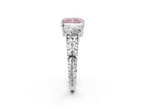 White gold Three-Stone Fancy Pink Radiant Cut Cut Diamond Ring with Channel-Set Band and Prong Setting_2