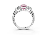 White gold Three-Stone Fancy Pink Radiant Cut Cut Diamond Ring with Channel-Set Band and Prong Setting_3