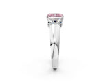 White gold Three-Stone Fancy Pink Radiant Cut Cut Diamond Ring with Prong Setting and Classic Band_2