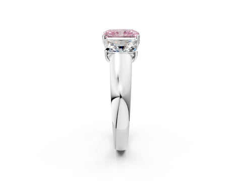 White gold Three-Stone Fancy Pink Radiant Cut Cut Diamond Ring with Prong Setting and Classic Band_2