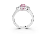 White gold Three-Stone Fancy Pink Radiant Cut Cut Diamond Ring with Prong Setting and Classic Band_3