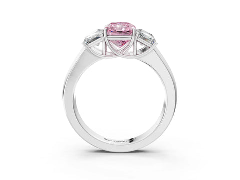 White gold Three-Stone Fancy Pink Radiant Cut Cut Diamond Ring with Prong Setting and Classic Band_3