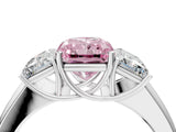 White gold Three-Stone Fancy Pink Radiant Cut Cut Diamond Ring with Prong Setting and Classic Band_4