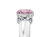 White gold Three-Stone Fancy Pink Radiant Cut Cut Diamond Ring with Prong Setting and Classic Band_5