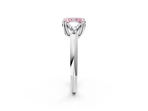 White gold Three-Stone Fancy Pink Radiant Cut Cut Diamond Ring with Trillion Side Stones and Four-Prong Setting_13