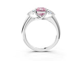 White gold Three-Stone Fancy Pink Radiant Cut Cut Diamond Ring with Trillion Side Stones and Four-Prong Setting_14
