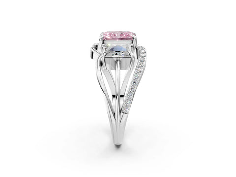 White gold Three-Stone Fancy Pink Radiant Cut Cut Diamond Split Shank Prong Set Ring_26