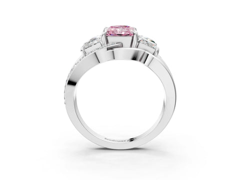 White gold Three-Stone Fancy Pink Radiant Cut Cut Diamond Split Shank Prong Set Ring_27