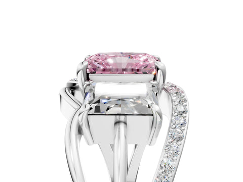White gold Three-Stone Fancy Pink Radiant Cut Cut Diamond Split Shank Prong Set Ring_29