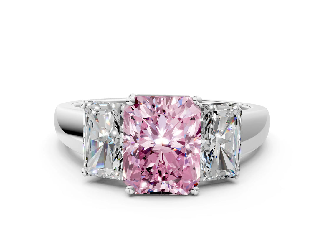 White gold Three-Stone Fancy Pink Radiant Cut Cut Solitaire Ring with Classic Prong Setting_12