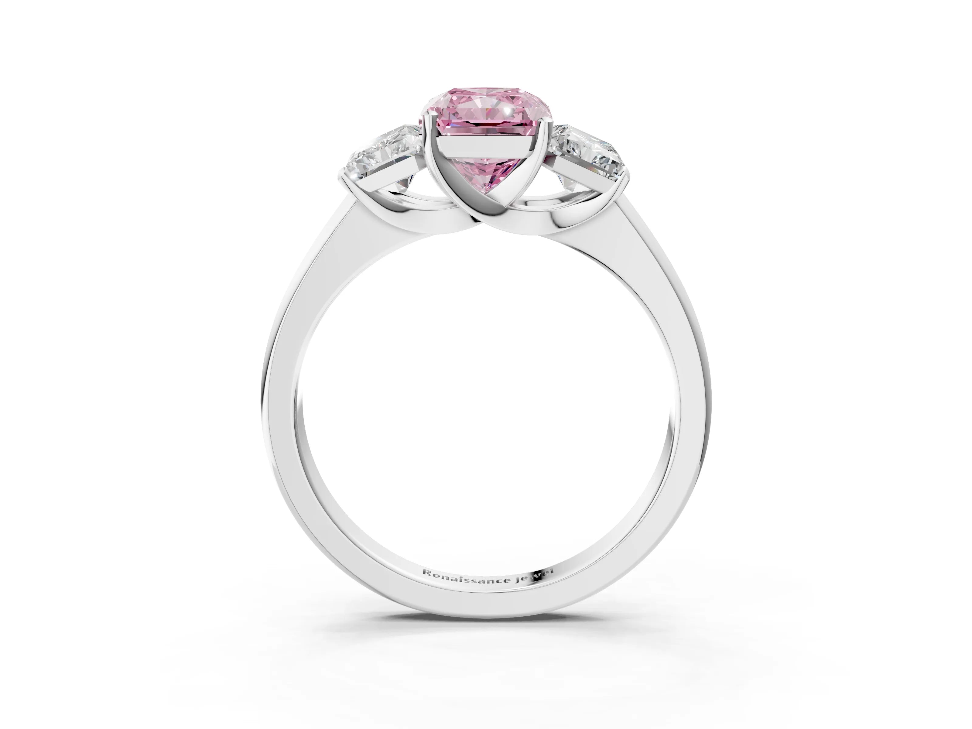 White gold Three-Stone Fancy Pink Radiant Cut Cut Solitaire Ring with Classic Prong Setting_3