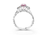 White gold Three-Stone Fancy Pink Radiant Cut Diamond Braided Band Ring with Four-Prong Setting_105