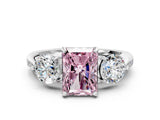 White gold Three-Stone Fancy Pink Radiant Cut Diamond Channel Set Engagement Ring with Prong Setting_12
