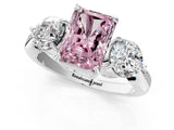 White gold Three-Stone Fancy Pink Radiant Cut Diamond Channel Set Engagement Ring with Prong Setting_13