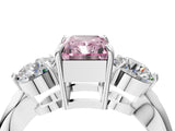 White gold Three-Stone Fancy Pink Radiant Cut Diamond Channel Set Engagement Ring with Prong Setting_16