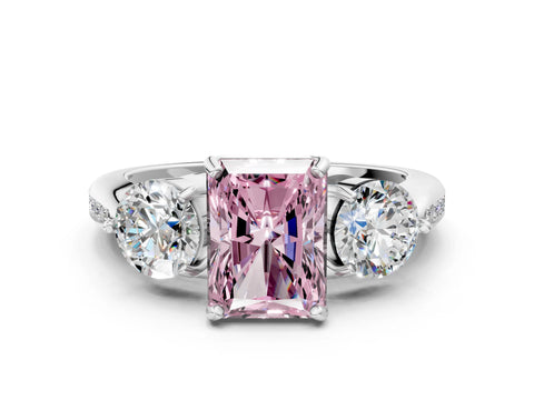 White gold Three-Stone Fancy Pink Radiant Cut Diamond Channel Set Engagement Ring with Prong Setting_24